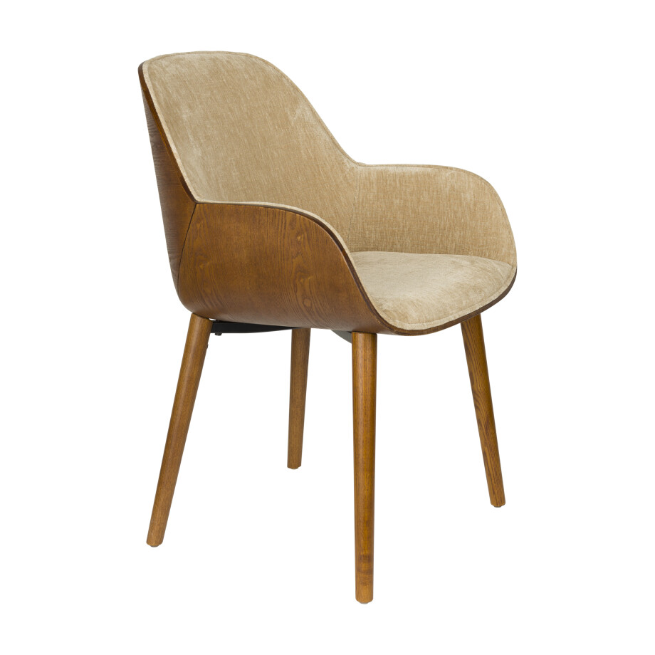 Dutchbone Eetkamerstoel 'Taylor' Essenhout en stof, kleur Beige afbeelding 1