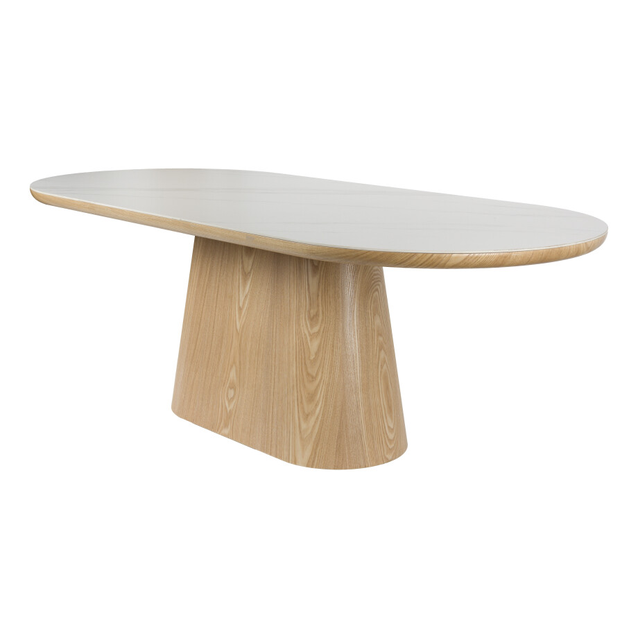 ZILT Ovale Eettafel 'Nathen' Eiken en marmerlook, 180 x 90cm afbeelding 