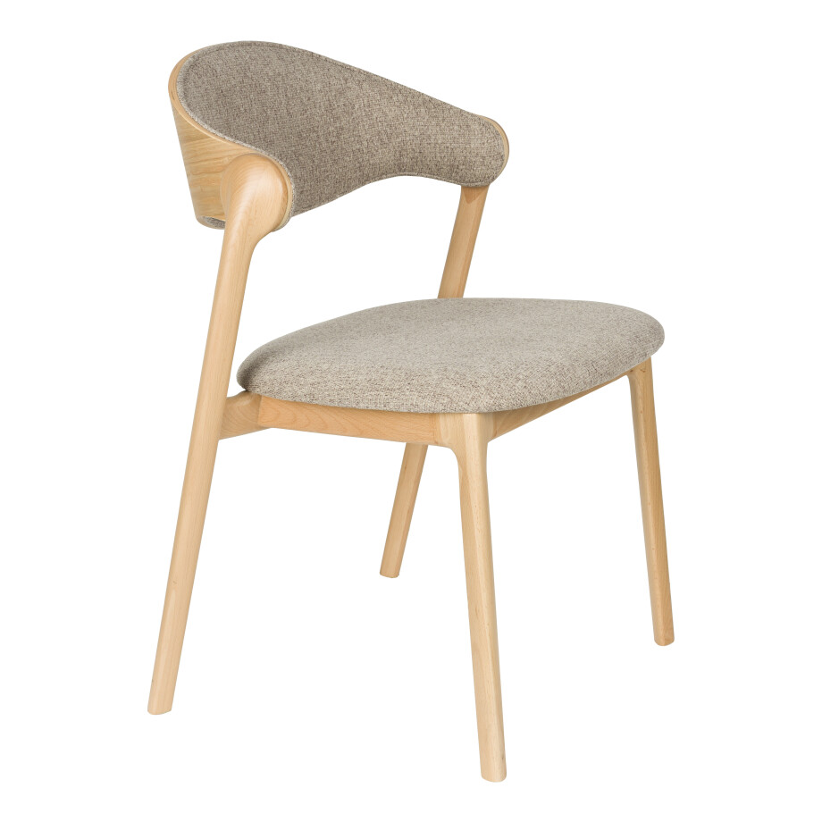 Dutchbone Eetkamerstoel 'Babington' Stof en beukenhout, kleur Naturel afbeelding 1