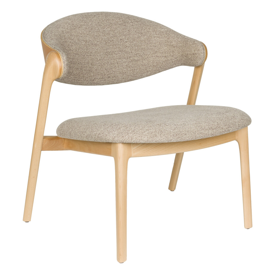Dutchbone Fauteuil 'Babington' Stof en beukenhout, kleur Naturel afbeelding 1