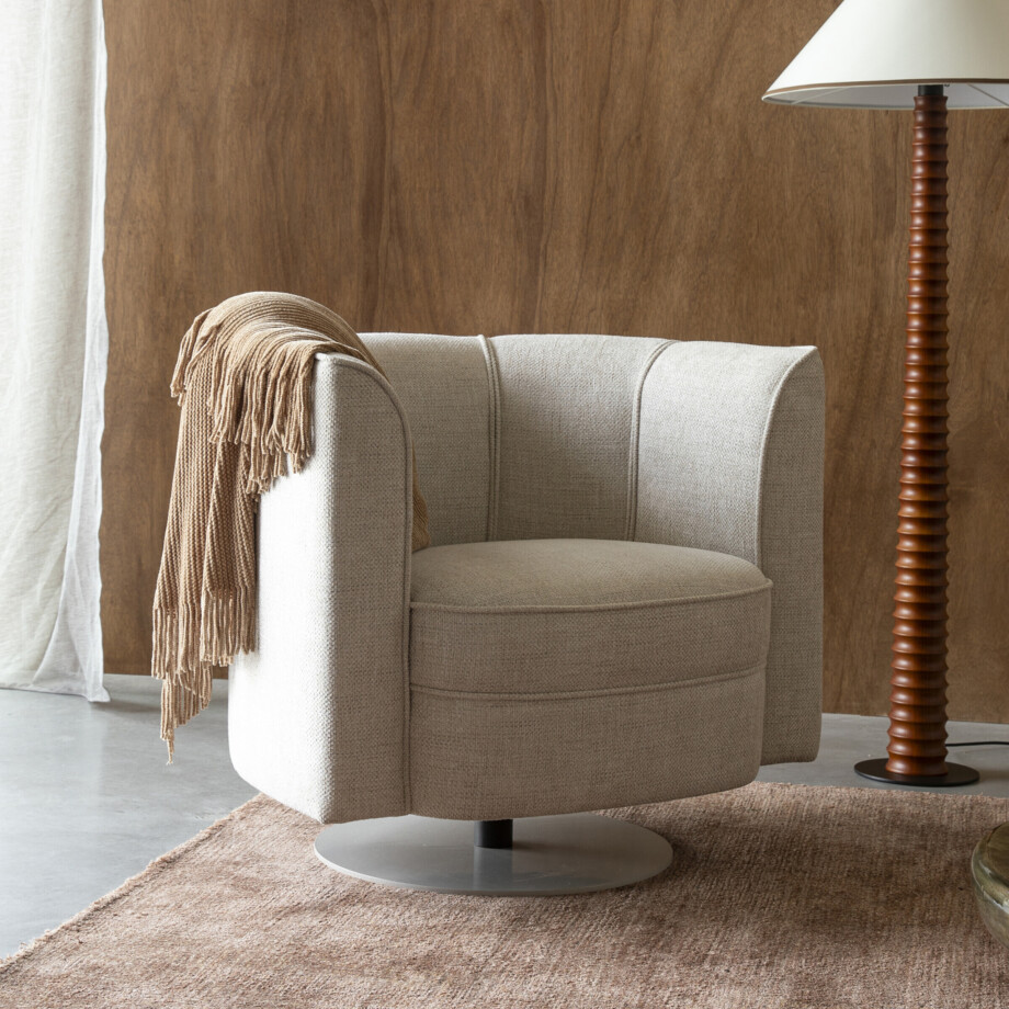 Dutchbone Draaifauteuil 'Flower' Geweven stof, kleur Beige afbeelding 1