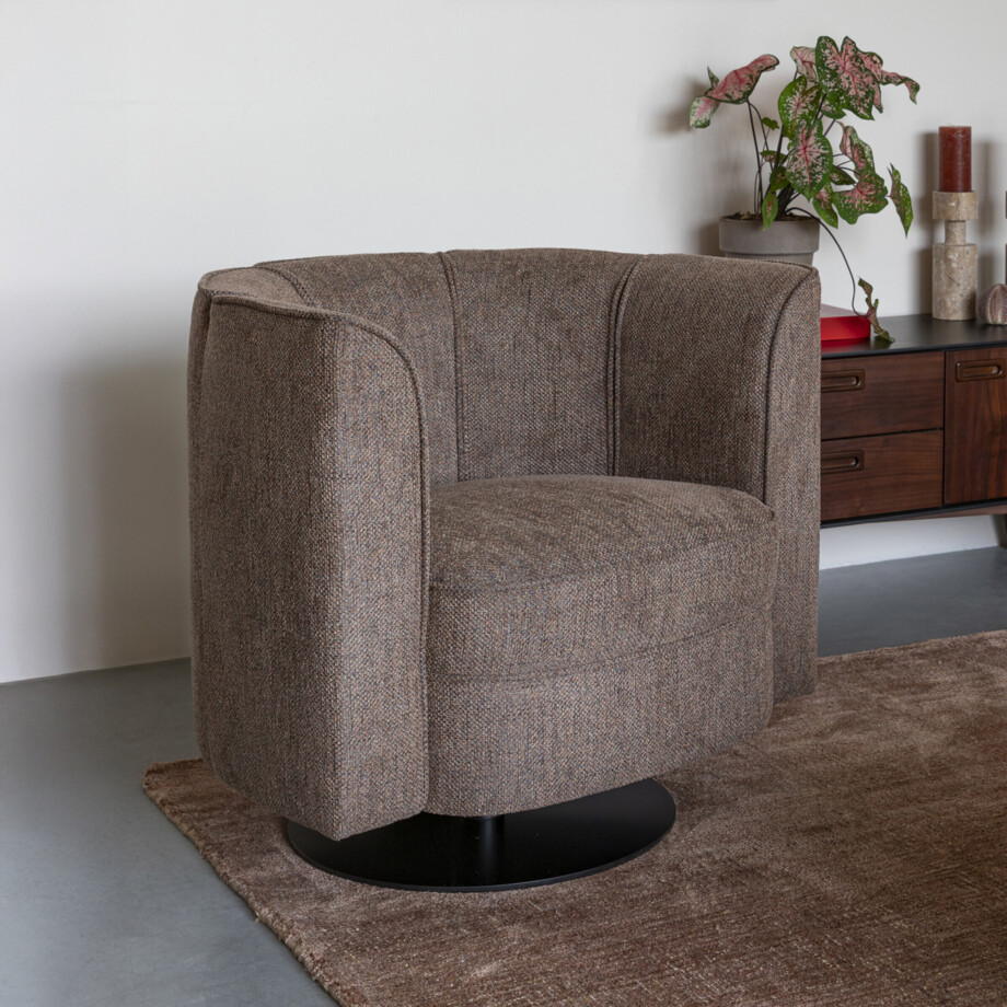 Dutchbone Draaifauteuil 'Flower' Geweven stof, kleur Bruin afbeelding 1