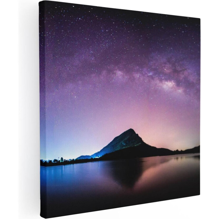 Artaza Canvas Schilderij Melkweg Bij Een Berg In Thailand - 70x70 - Foto Op Canvas - Canvas Print afbeelding 1