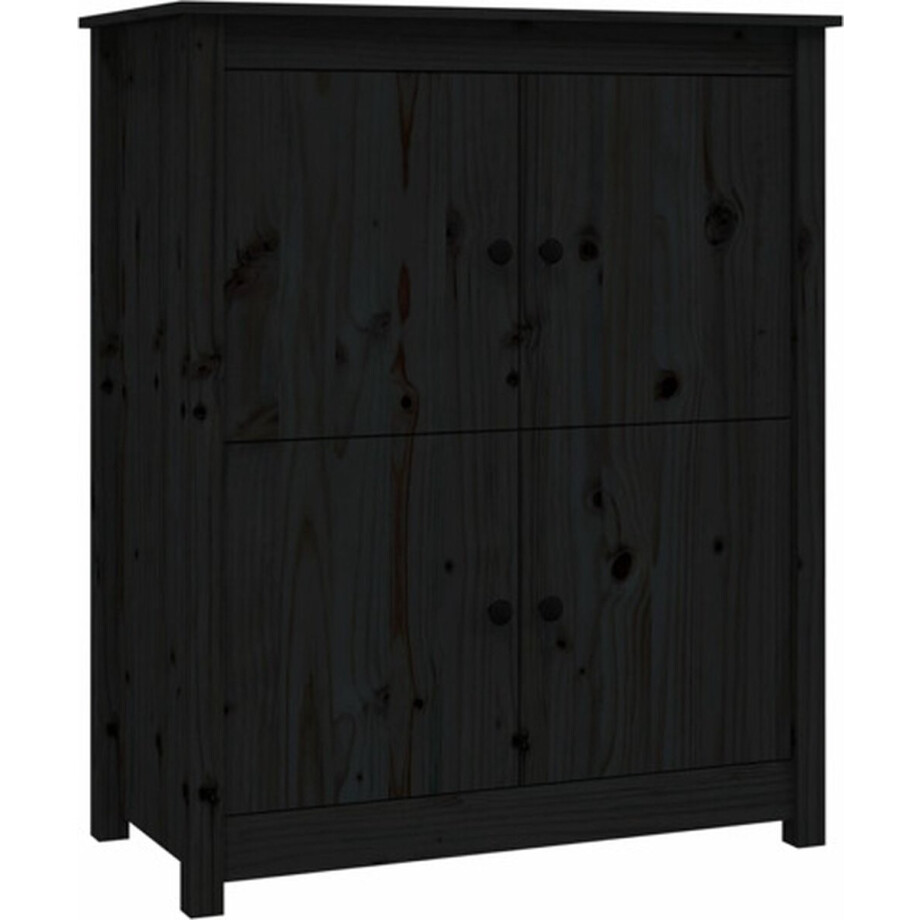 vidaXL - Dressoir - 83x41,5x100 - cm - massief - grenenhout - zwart afbeelding 1