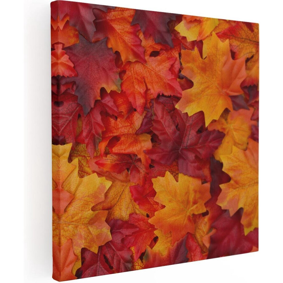 Artaza Canvas Schilderij Herfstbladeren in het Oranje en Rood - 60x60 - Foto Op Canvas - Canvas Print afbeelding 1