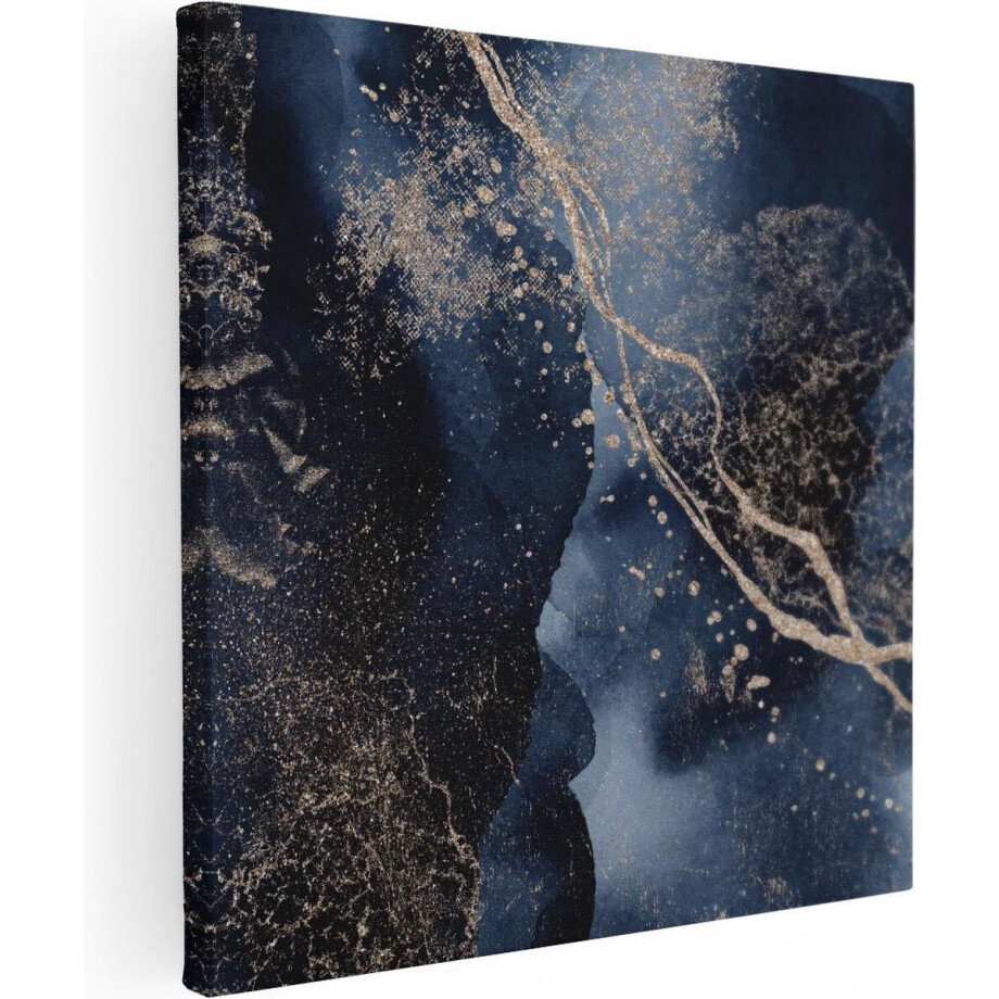 Artaza Canvas Schilderij Abstracte Kunst - Zwarte Marmer met Gloed - 30x30 - Klein - Foto Op Canvas - Canvas Print afbeelding 1