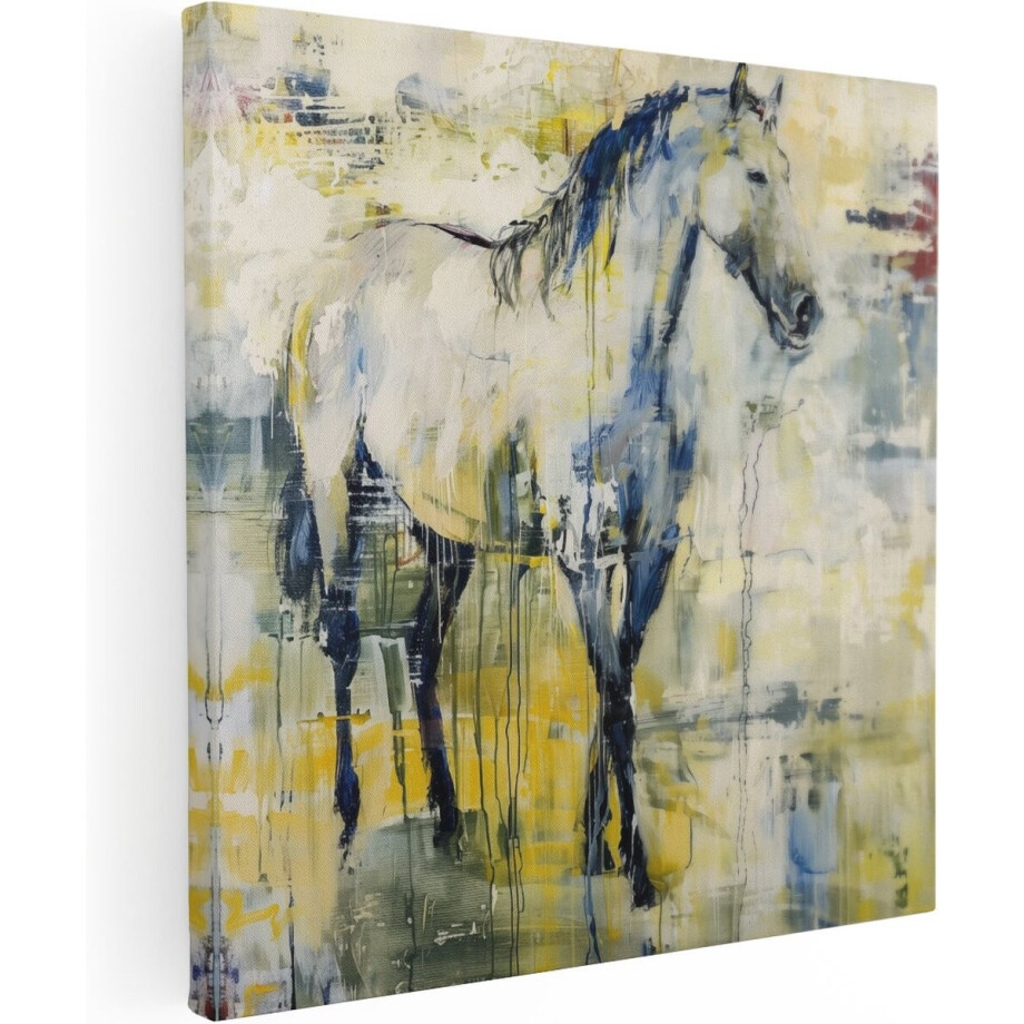 Artaza Canvas Schilderij Paard Abstract - 90x90 cm - Wanddecoratie Woonkamer - Muurdecoratie Dieren - Schilderijen Op Canvas afbeelding 1