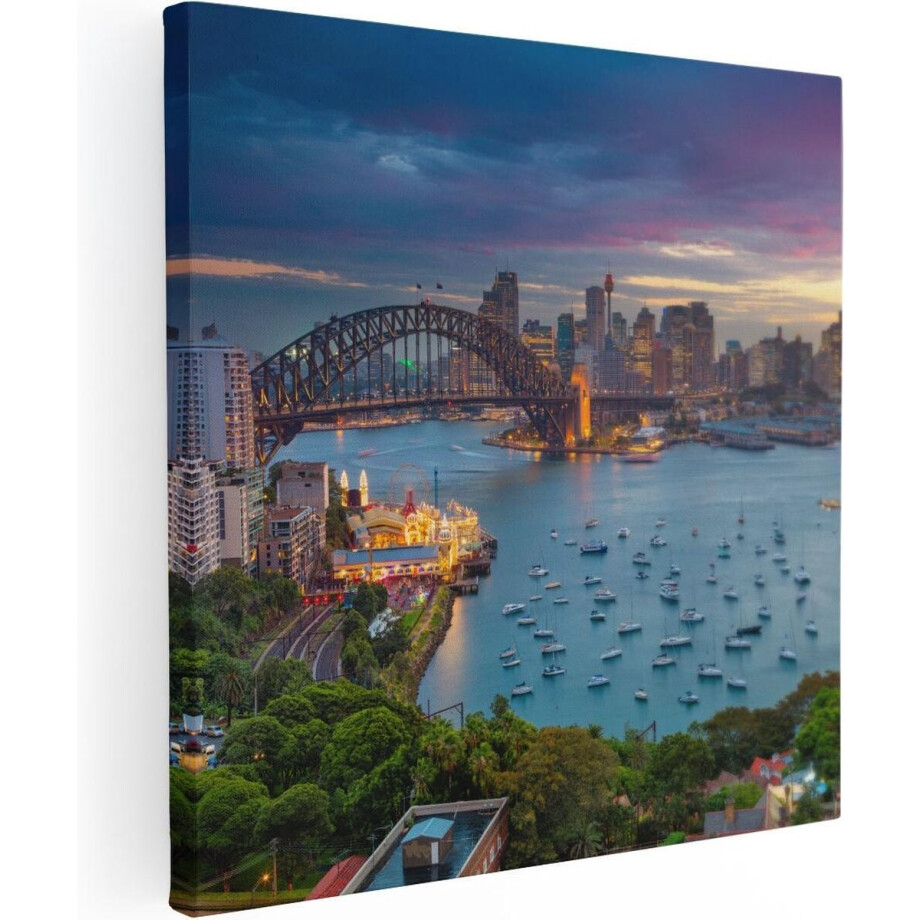 Artaza Canvas Schilderij Sydney Harbour Bridge in de Avond - 70x70 - Foto Op Canvas - Canvas Print Artaza Canvas Schilderij Sydney Harbour Bridge in de Avond - 70x70 - Foto Op Canvas - Canvas Print afbeelding 1