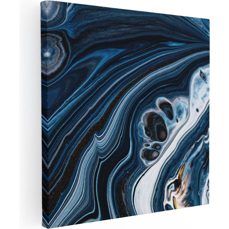 Artaza Canvas Schilderij Abstracte Kunst - Blauwe Verf - 90x90 - Groot - Foto Op Canvas - Canvas Print afbeelding 1