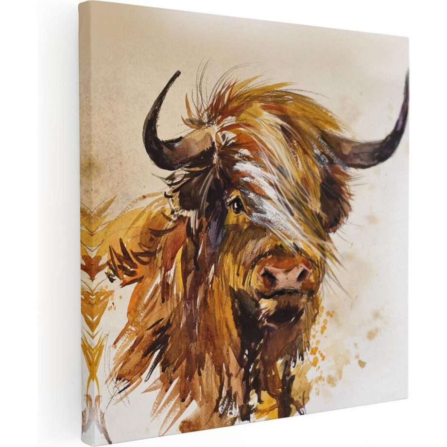 Artaza Canvas Schilderij Schotse Hooglander Koe - Abstract - 70x70 - Foto Op Canvas - Canvas Print Artaza Canvas Schilderij Schotse Hooglander Koe - Abstract - 70x70 - Foto Op Canvas - Canvas Print afbeelding 1