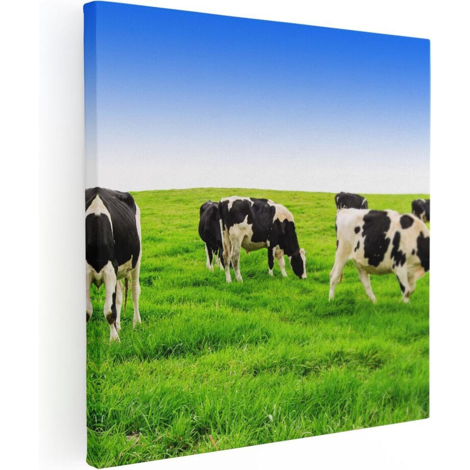 Artaza Canvas Schilderij Koeien - 90x90 cm - Wanddecoratie Weiland - Muurdecoratie Dieren - Canvas Schilderijen Woonkamer afbeelding 1