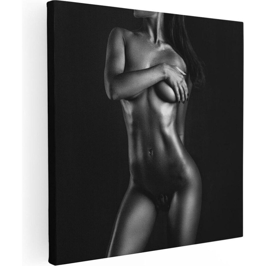 Artaza Canvas Schilderij Naakte Vrouwen Lichaam - Erotiek - Zwart Wit - 80x80 - Groot - Foto Op Canvas - Canvas Print afbeelding 1