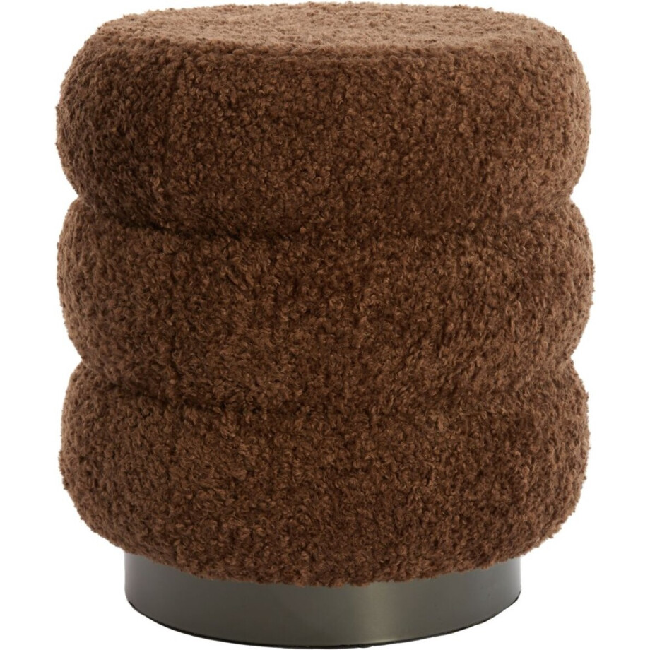 Light & Living Poef Jobbi - Bruin - Ø40cm - Modern afbeelding 1
