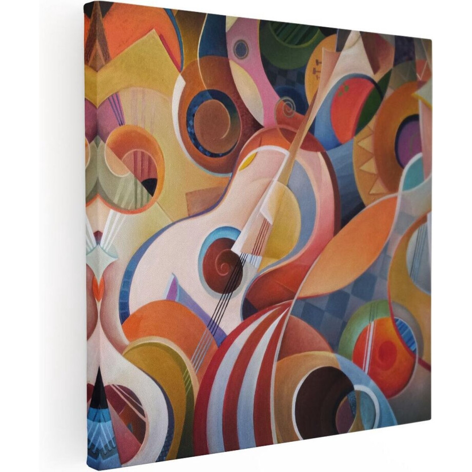 Artaza Canvas Schilderij Kleurrijke Gitaar Achtergrond - Abstract - 90x90 - Groot - Foto Op Canvas - Canvas Print afbeelding 1