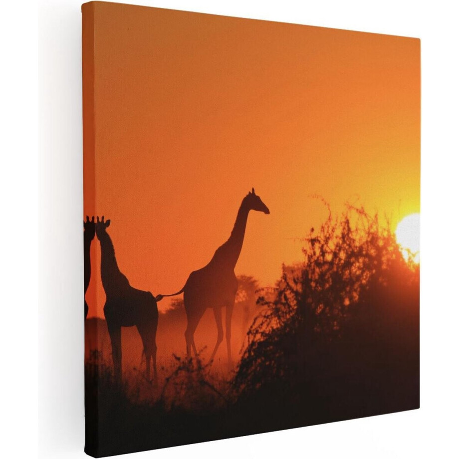 Artaza Canvas Schilderij Drie Giraffe Silhouetten Bij Zonsondergang - 60x60 - Foto Op Canvas - Canvas Print Artaza Canvas Schilderij Drie Giraffe Silhouetten Bij Zonsondergang - 60x60 - Foto Op Canvas - Canvas Print afbeelding 1