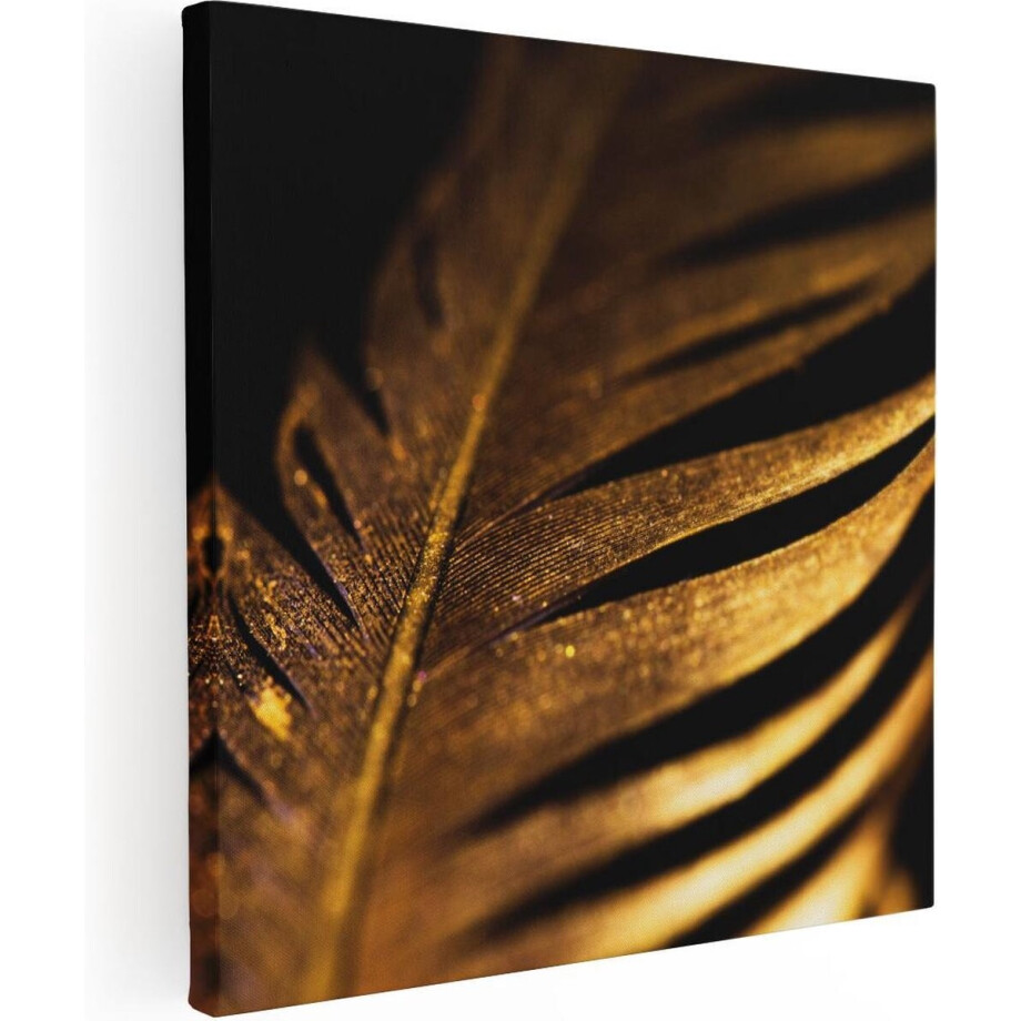 Artaza Canvas Schilderij Gouden Veer  - 40x40 - Klein - Foto Op Canvas - Canvas Print afbeelding 1