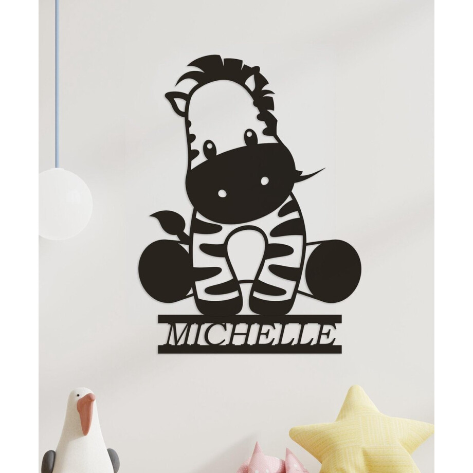 Wanddecoratie kinderen | Zebra - L (45x60cm) afbeelding 1