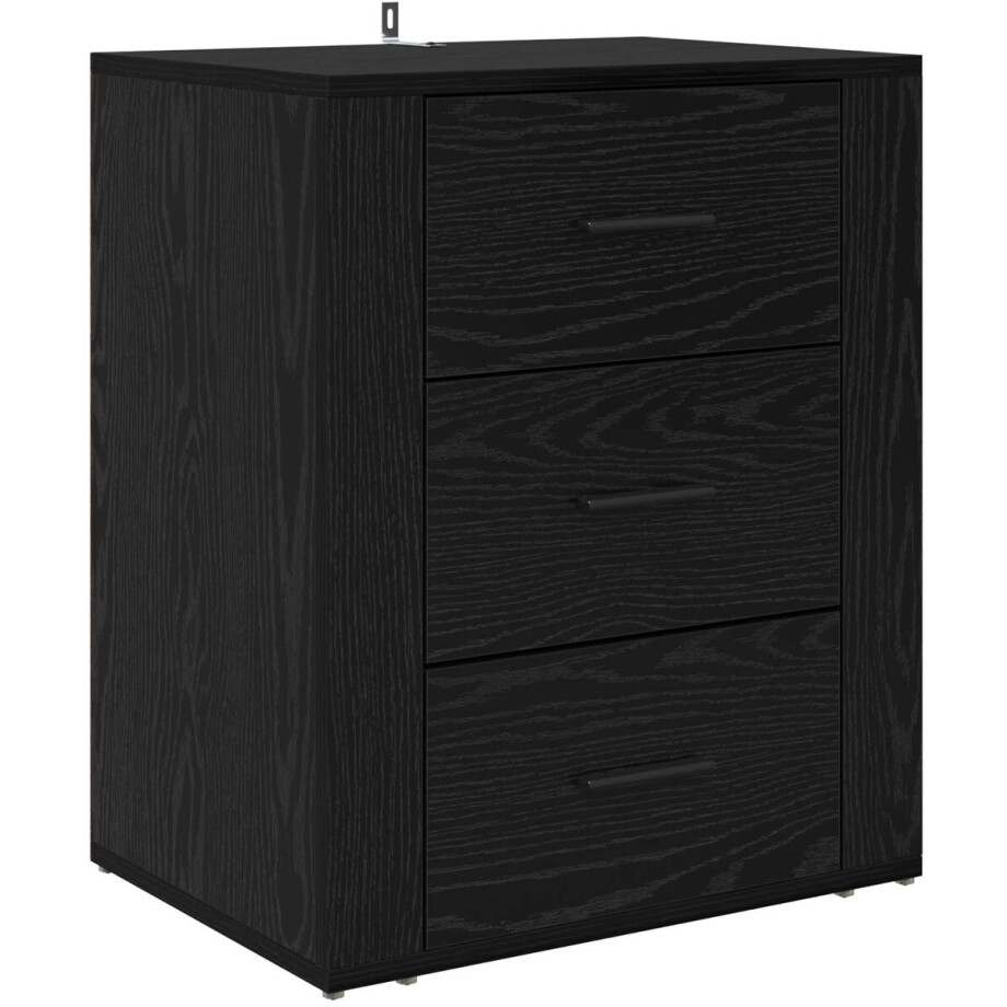vidaXL - Nachtkastje - met - lade - Zwart - Eiken - 35 - x - 50 - x - 60 - cm - Bewerkt - hout afbeelding 1