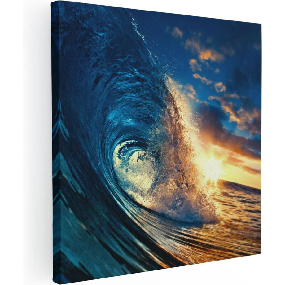 Artaza Canvas Schilderij Zonsondergang Zee - 30x30 cm - Klein - Wanddecoratie Golf - Muurdecoratie Kust - Kamer Accessoires Artaza Canvas Schilderij Zonsondergang Zee - 30x30 cm - Klein - Wanddecoratie Golf - Muurdecoratie Kust - Kamer Accessoires afbeelding 1