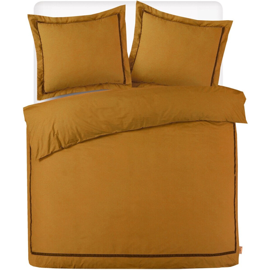 Kayori Yamato Dekbedovertrek Katoenperkal - 260x200-220 + 2 slopen - Lits-jumeaux - Egyptisch Perkal 300TC - Goud afbeelding 1