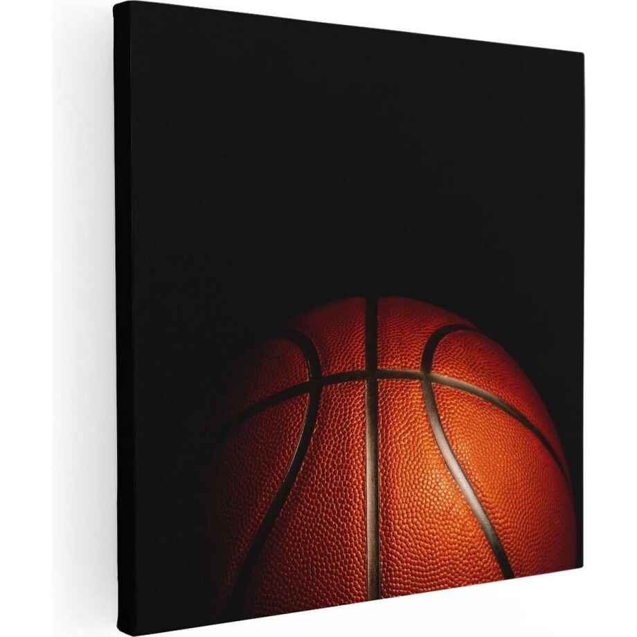 Artaza Canvas Schilderij Basketbal op een Zwarte Achtergrond - 70x70 - Foto Op Canvas - Canvas Print afbeelding 1