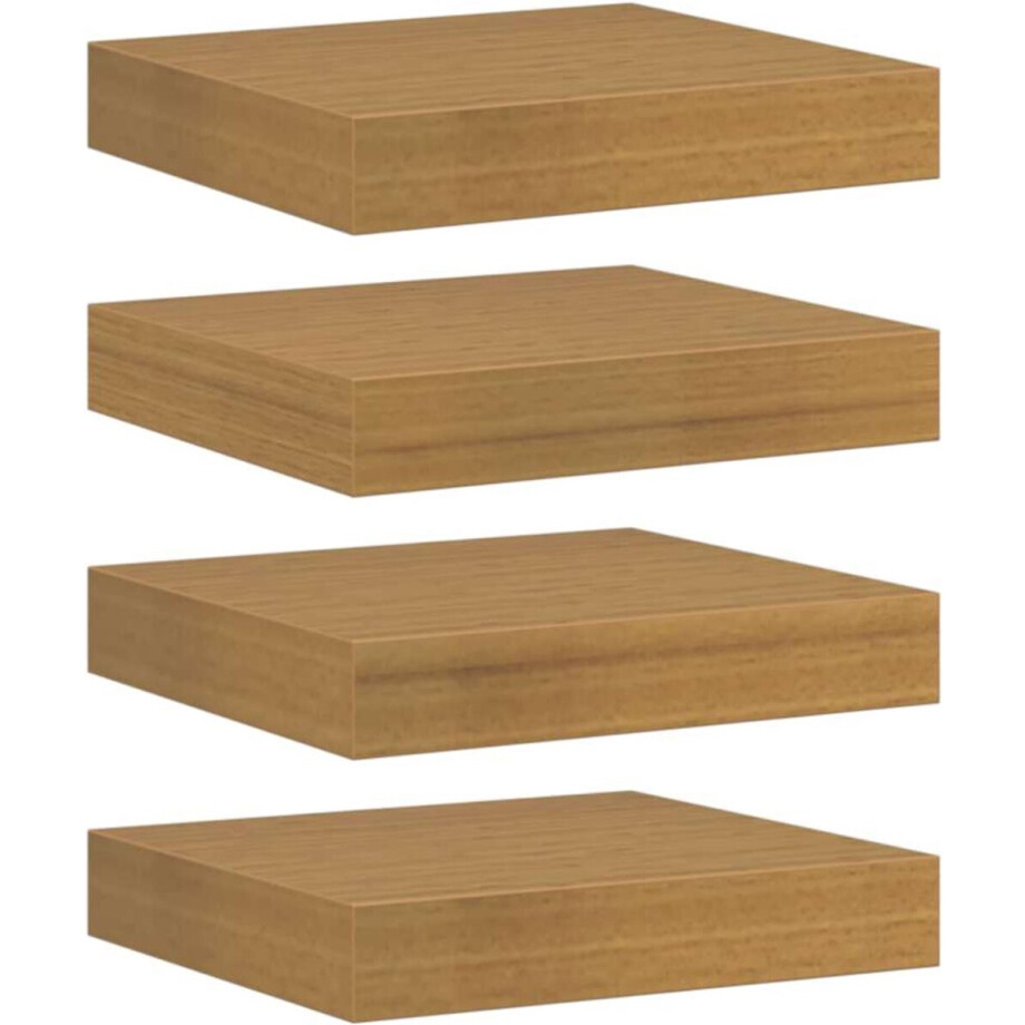 vidaXL - Wandplank - met - opslag - 4 - pcs - Beige - 23 - x - 23,5 - x - 4 - cm - Bewerkt - hout afbeelding 1