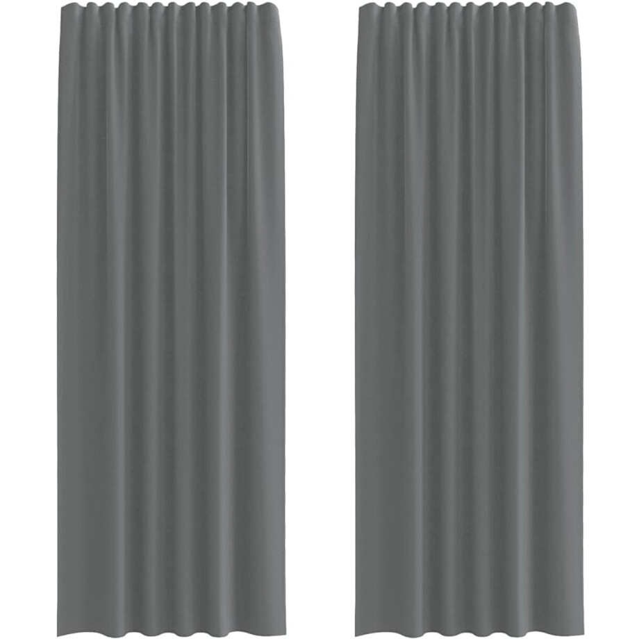 vidaXL - Gordijnen - voile - met - roedezakken - 2 - st - donkergrijs afbeelding 1