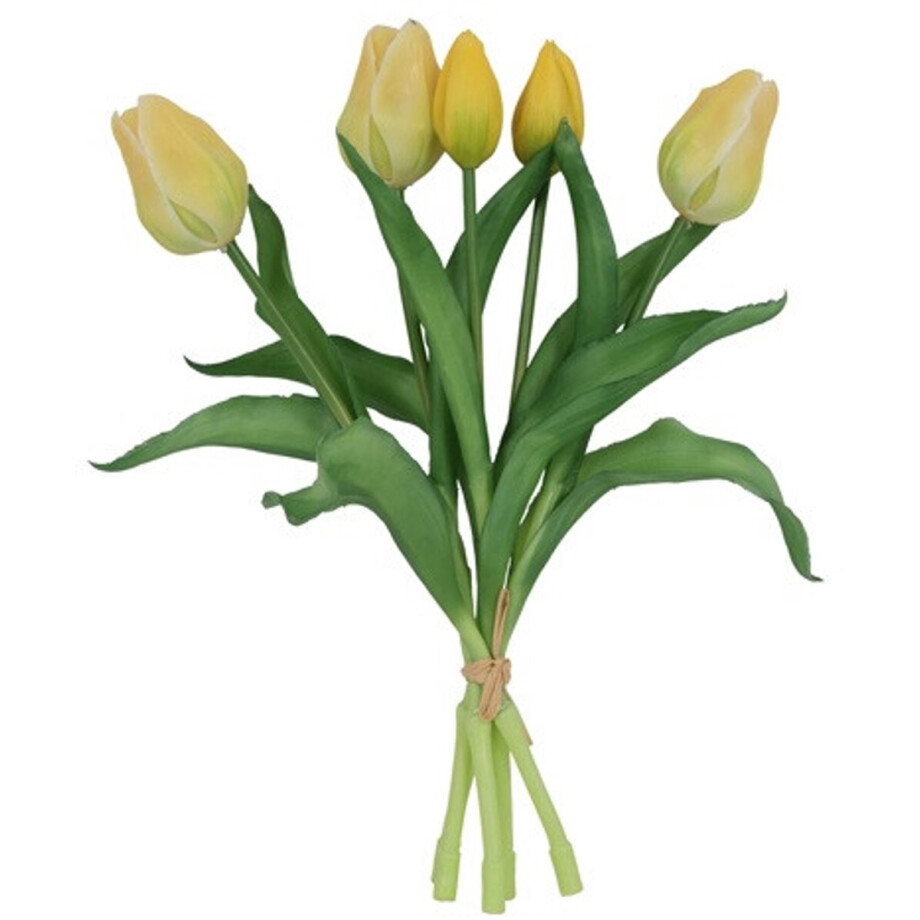 Kunstboeket Tulpen - Kunstbloem Geel - 5 Stuks - 3D Geprint afbeelding 1