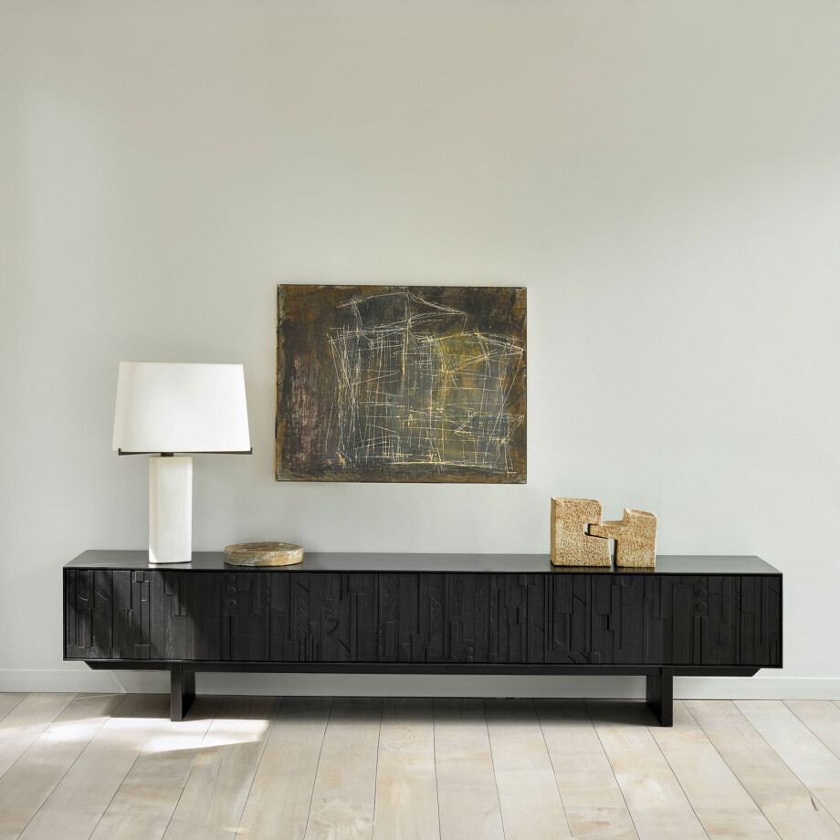 Ethnicraft TV-meubel 'Mosaic' Gevernist Teakhout, 242cm afbeelding 1