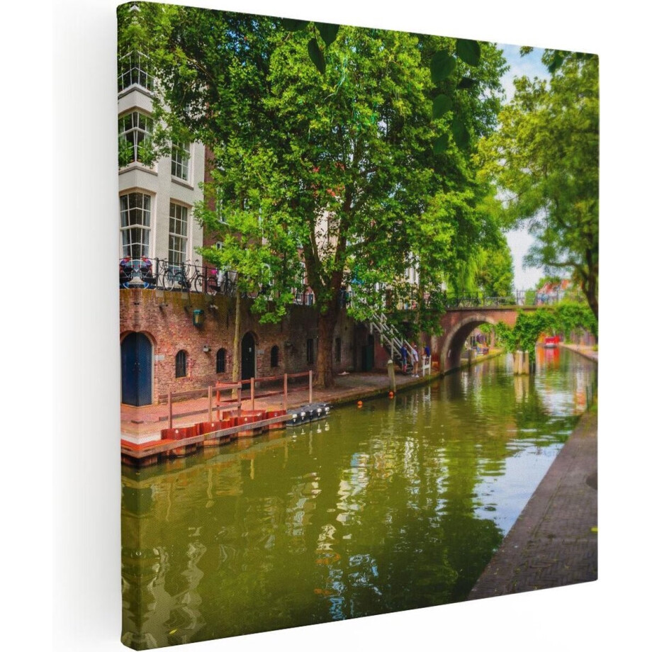 Artaza Canvas Schilderij Utrecht - 60x60 cm - Wanddecoratie Gracht - Muurdecoratie Stad - Schilderijen Op Canvas afbeelding 1