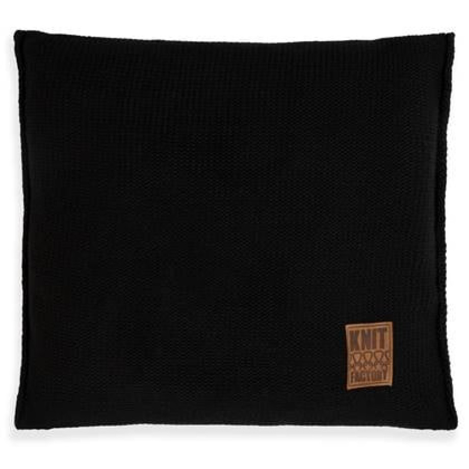 Knit Factory Uni Sierkussen - Zwart - 50x50 cm afbeelding 1