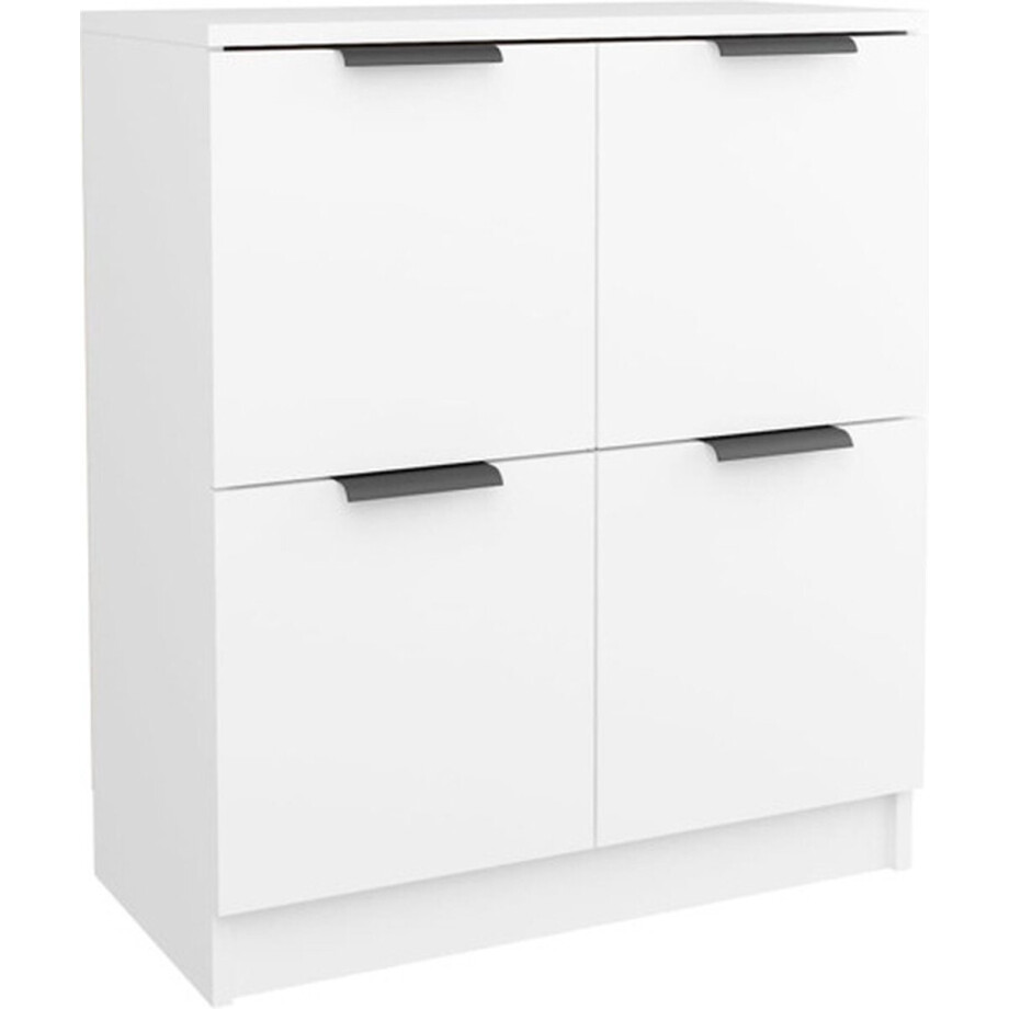 vidaXL - Dressoir - 60x30x70 - cm - bewerkt - hout - wit afbeelding 1