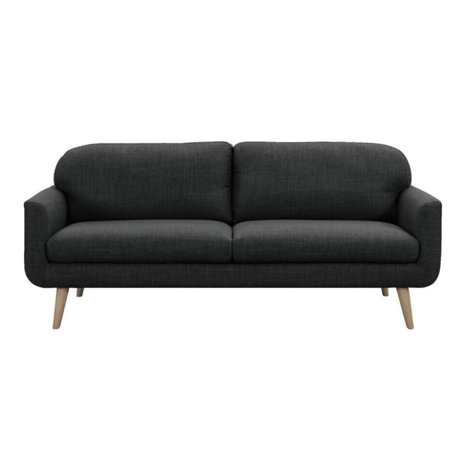 Leen Bakker - Bank Lilly 3-zits - Antraciet - Stof - Grijs - 88x200x85 Cm Leen Bakker - Bank Lilly 3-zits - Antraciet - Stof - Grijs - 88x200x85 Cm afbeelding 1