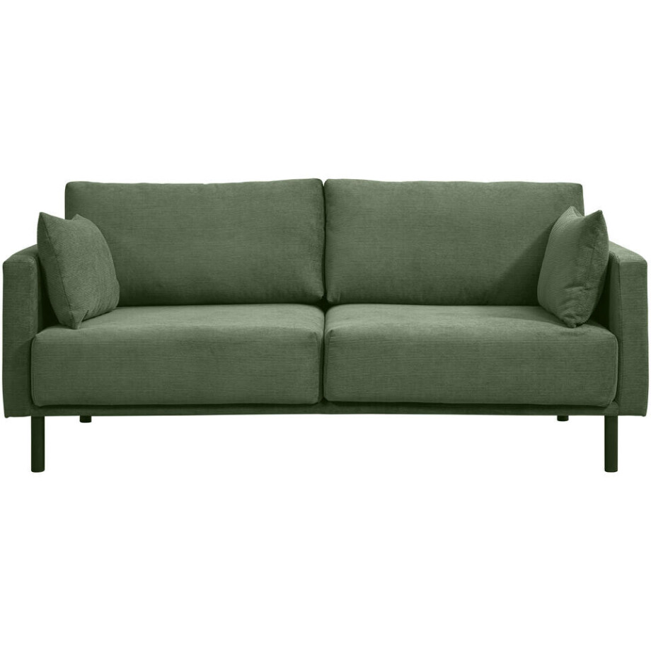 Leen Bakker - Bank Siem 2,5-zits - Rib Fjord - Stof - Groen - 94x193x83 Cm afbeelding 1