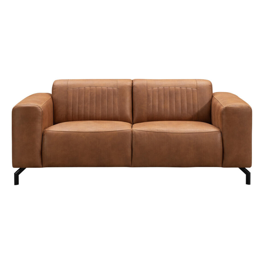 20% korting - Leen Bakker - Bank Otis - 2-zits - Kastanje - Microleer - Bruin - 94x190x77 Cm afbeelding 1