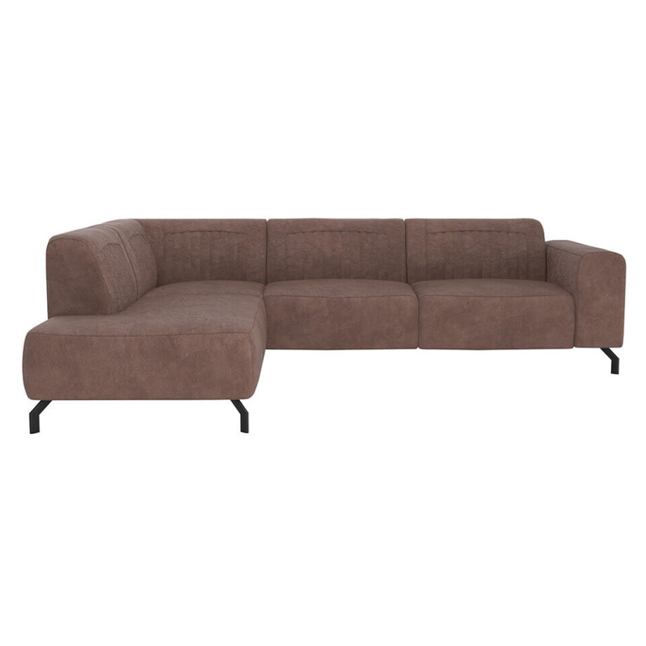 Leen Bakker - Hoekbank Otis Links - Koffie - Microleer - Bruin - 210x276x77 Cm afbeelding 1