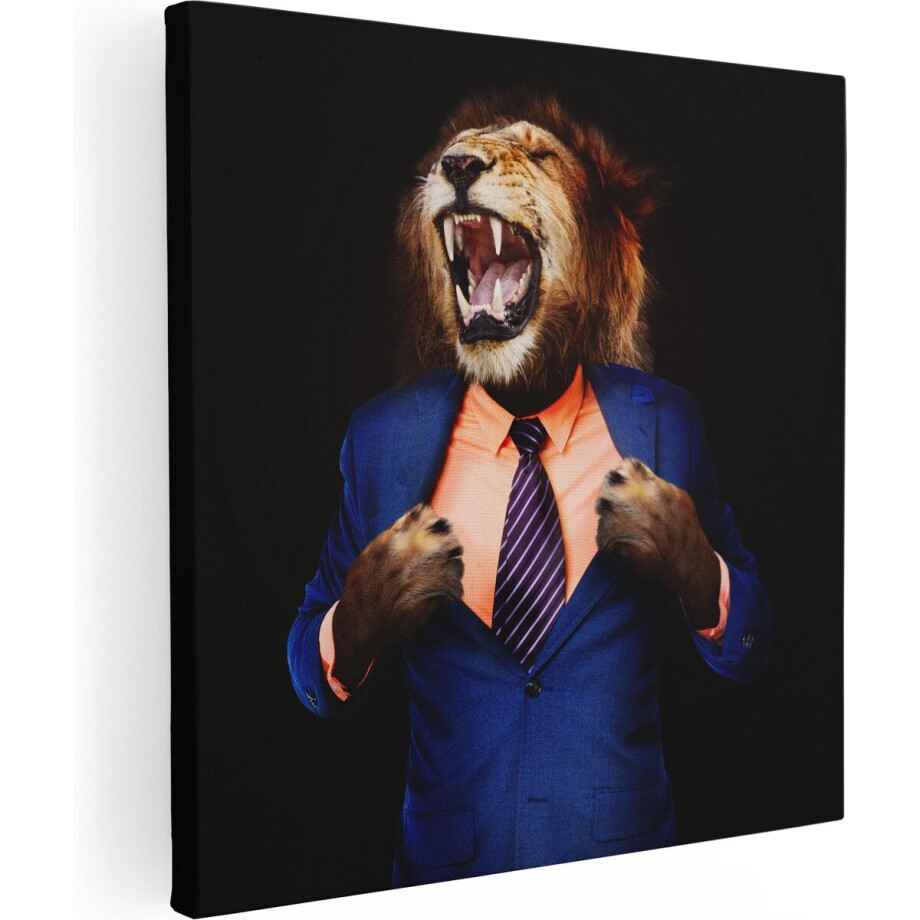 Artaza Canvas Schilderij Leeuw In Pak - Leeuwenkop - 30x30 - Klein - Foto Op Canvas - Canvas Print Artaza Canvas Schilderij Leeuw In Pak - Leeuwenkop - 30x30 - Klein - Foto Op Canvas - Canvas Print afbeelding 1