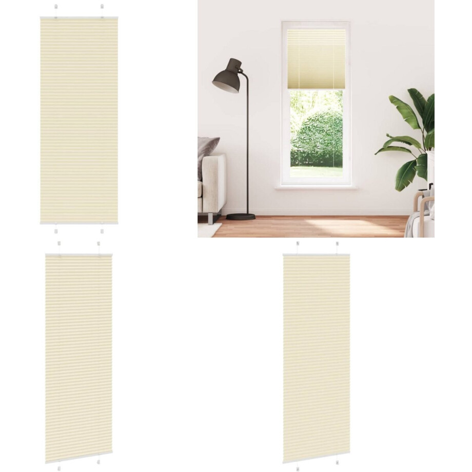 vidaXL Plissé rolgordijn 70x200 cm stofbreedte 69,4 cm polyester crème - Plisségordijn - Geplooide Jaloezieën - Geplooide Zonwering - Plisse Blind vidaXL Plissé rolgordijn 70x200 cm stofbreedte 69,4 cm polyester crème - Plisségordijn - Geplooide Jaloezieën - Geplooide Zonwering - Plisse Blind afbeelding 1