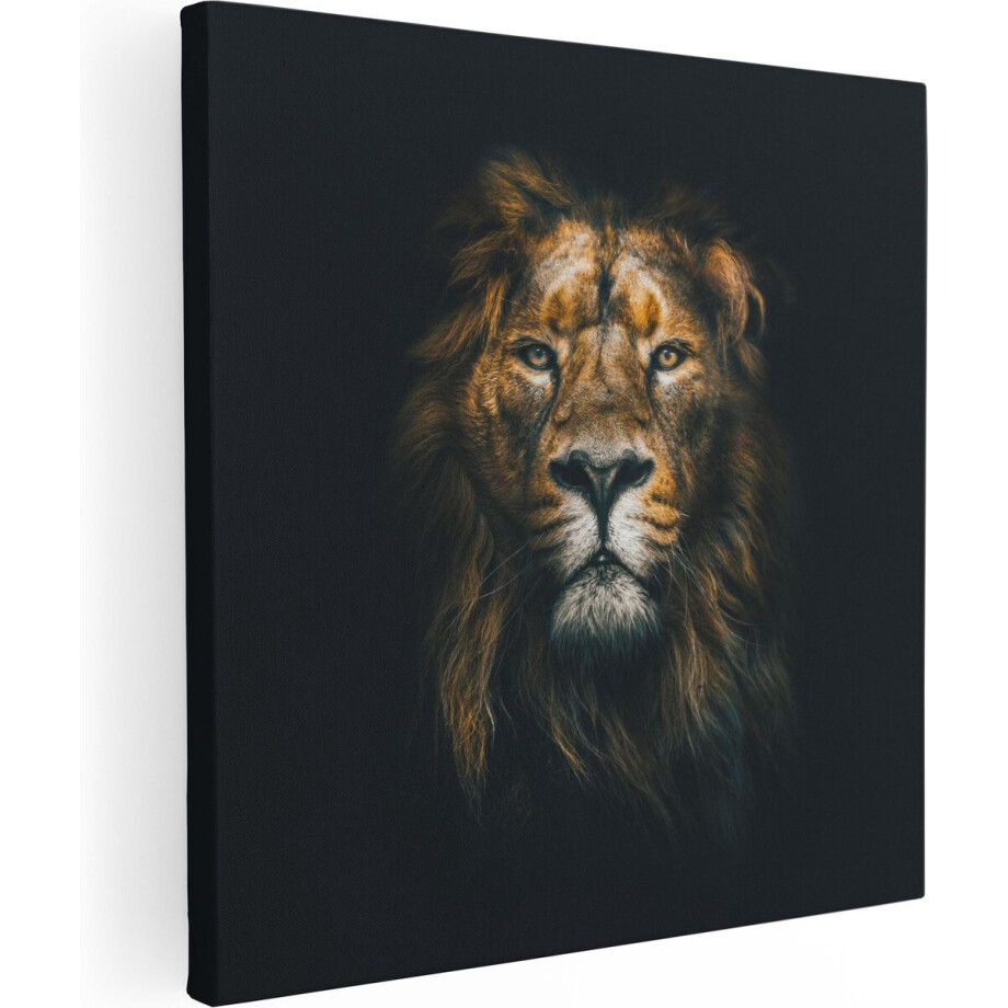 Artaza Canvas Schilderij Leeuw - Leeuwenkop - Kleur - 70x70 - Foto Op Canvas - Canvas Print afbeelding 1