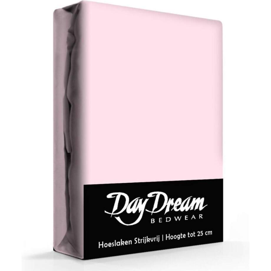 Day Dream hoeslaken - strijkvrij - katoen - 160x200 - Roze afbeelding 1