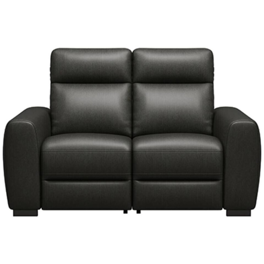 Leen Bakker - Bank James 2-zits - Stof Melbourne - Leder - Zwart - 95x160x100 Cm afbeelding 1