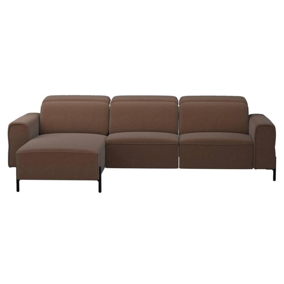Leen Bakker - Hoekbank Dave Links - Elektrisch Verstelbaar - Billy Joe - Cognac - Stof - Bruin - 172x275x79 Cm afbeelding 1