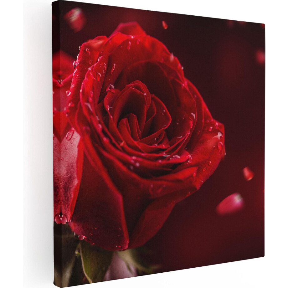 Artaza Canvas Schilderij Romantische Rode Roos - 80x80 - Groot - Foto Op Canvas - Canvas Print Artaza Canvas Schilderij Romantische Rode Roos - 80x80 - Groot - Foto Op Canvas - Canvas Print afbeelding 1