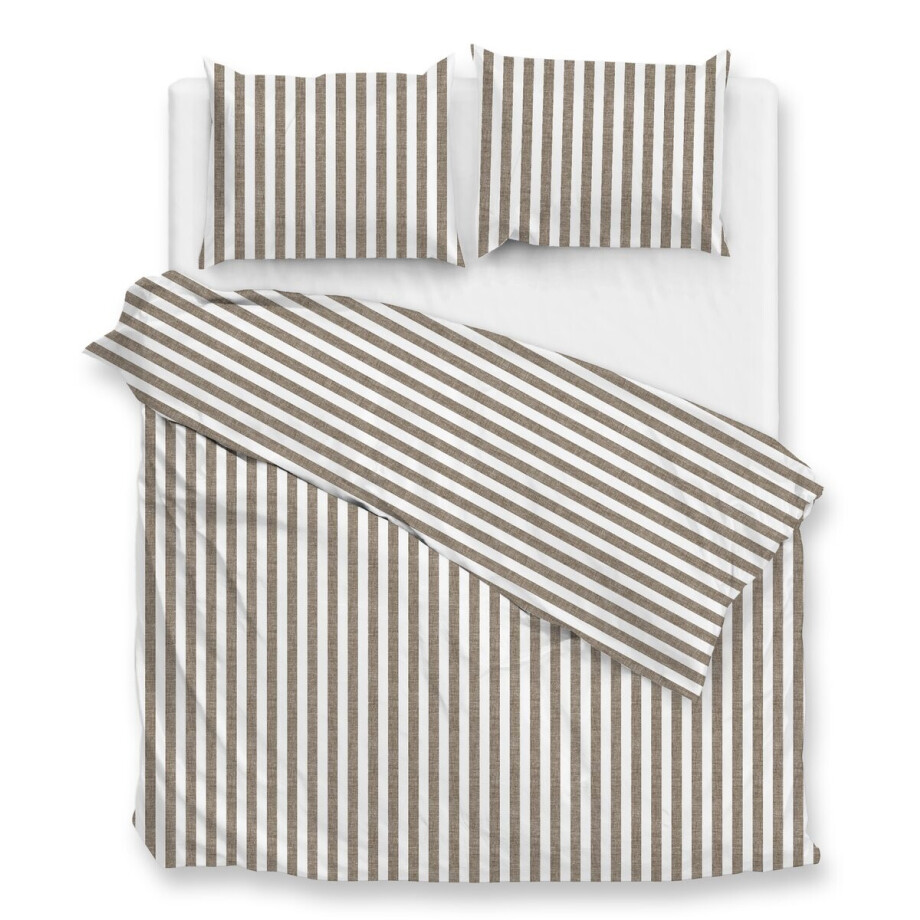 Zohome Dekbedovertrek Banda-di-Lino - Bedlinnen met Strepen - 240x220 - Taupe - Dekbedhoes van 100% Katoen Zohome Dekbedovertrek Banda-di-Lino - Bedlinnen met Strepen - 240x220 - Taupe - Dekbedhoes van 100% Katoen afbeelding 1