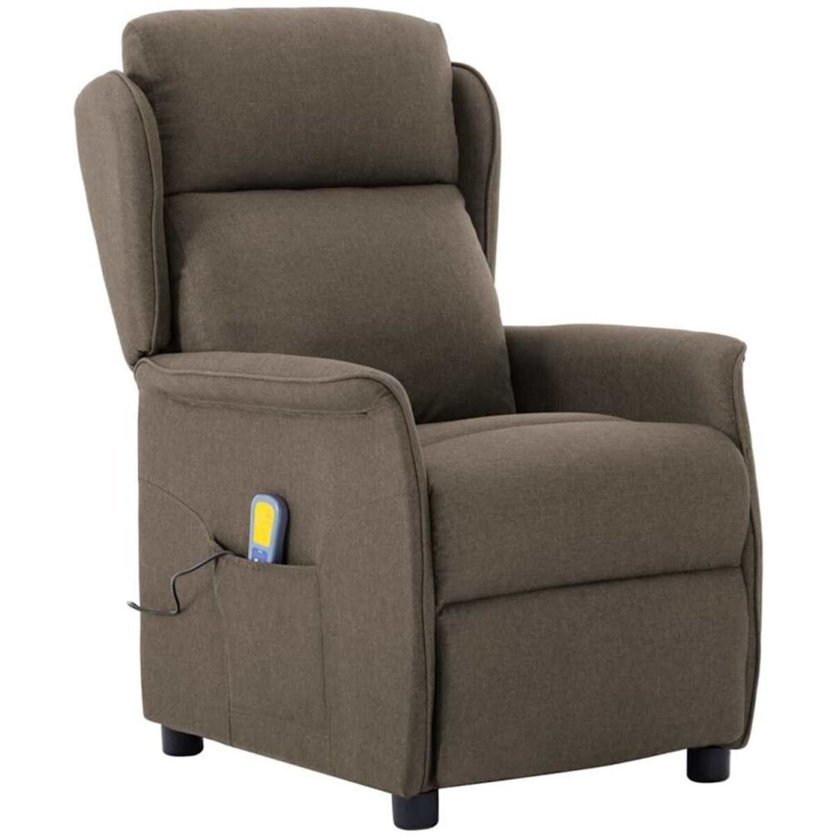 vidaXL - Massagestoel - met - kussen - Taupe - 67.5 - x - 93.5 - x - 101.5 - cm - Stof afbeelding 1