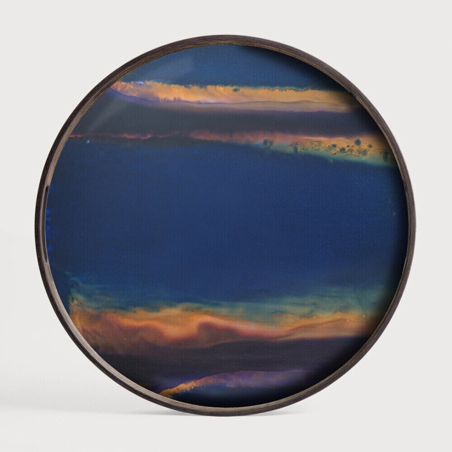 Ethnicraft Rond Dienblad 'Tribal Quest' 48cm, kleur Indigo afbeelding 1