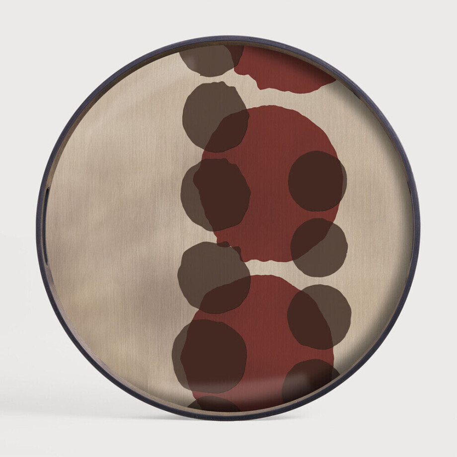Ethnicraft Rond Dienblad 'Layered Dots' 48cm, kleur Pinot afbeelding 1