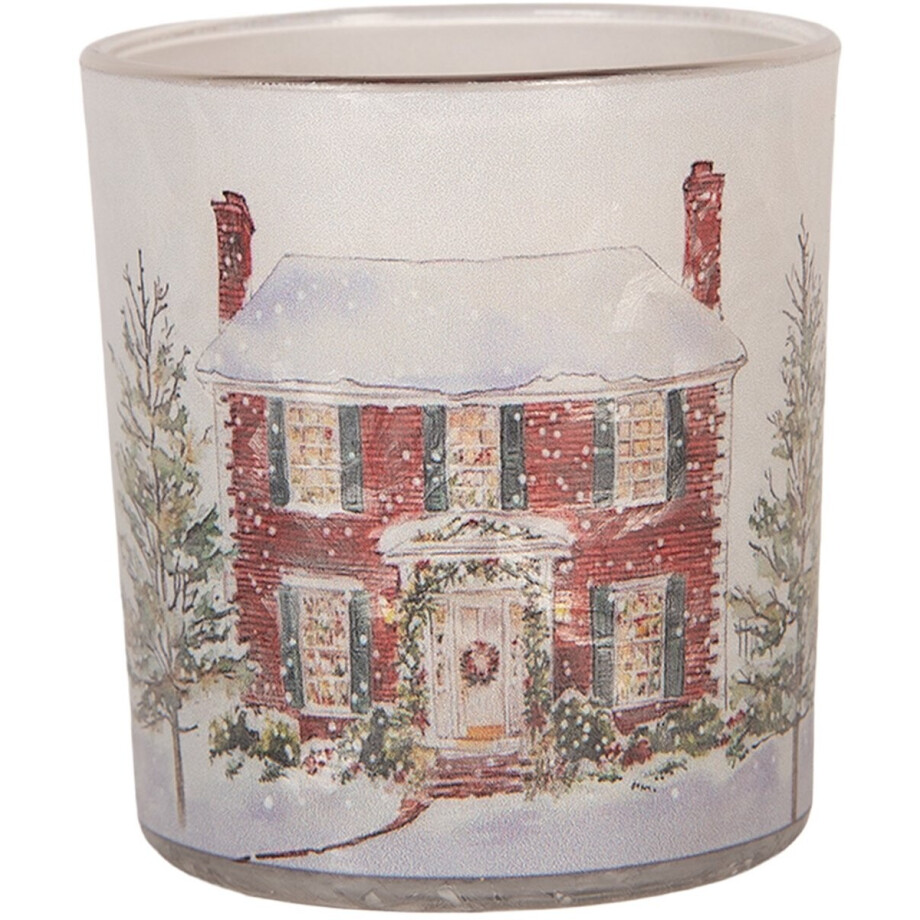 Clayre & Eef Waxinelichthouder Ø 7x8 cm Wit Glas Kerst Clayre & Eef Waxinelichthouder Ø 7x8 cm Wit Glas Kerst afbeelding 1