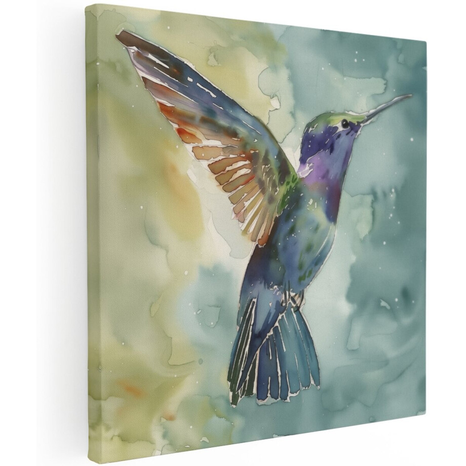 Artaza Canvas Schilderij Aquarel Kunstwerk van een Kolibrie - Dieren - 100x100 cm - Groot - Wanddecoratie Woonkamer - Schilderijen - Muurdecoratie Artaza Canvas Schilderij Aquarel Kunstwerk van een Kolibrie - Dieren - 100x100 cm - Groot - Wanddecoratie Woonkamer - Schilderijen - Muurdecoratie afbeelding 1