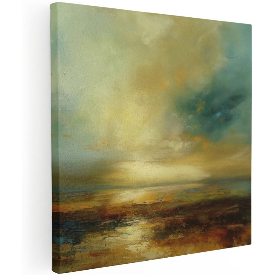 Artaza Canvas Schilderij Abstract Zonsondergang - 100x100 cm - Groot - Wanddecoratie Woonkamer - Schilderijen - Muurdecoratie afbeelding 1